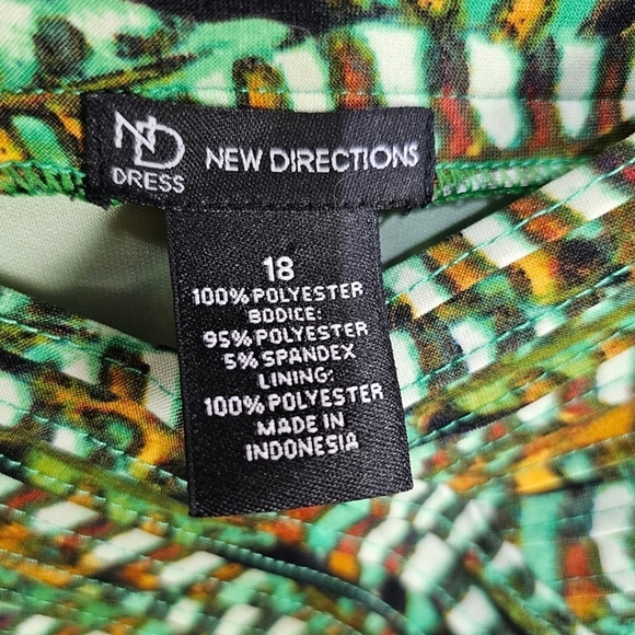 New Directions Green Printed Pintucked Fit & Flare Plus Size Fall Midi Dress 18 - Picture 11 of 11